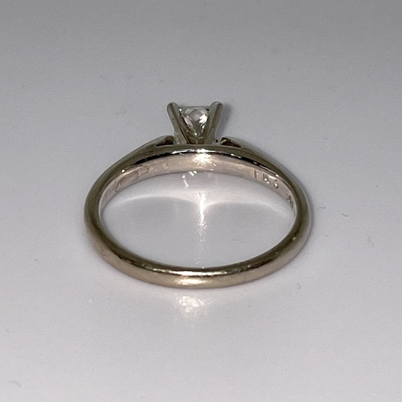 Solid Stamped 14K White Gold Natural Diamond Princess Solitaire Engagement Ring - Picture 12 of 17